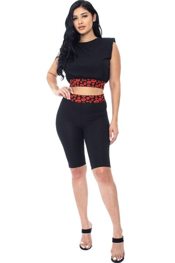 Shoulder Pad And Leopard Detailed Biker Shorts - Image 2