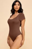 Short Sleeve Scoop Neck Double Layered Bodysuit