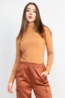Mock Neck Ruched Solid Top