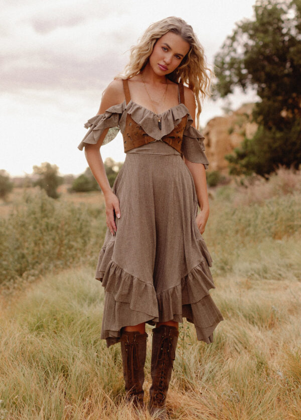 Odile Dress in Taupe - Image 3