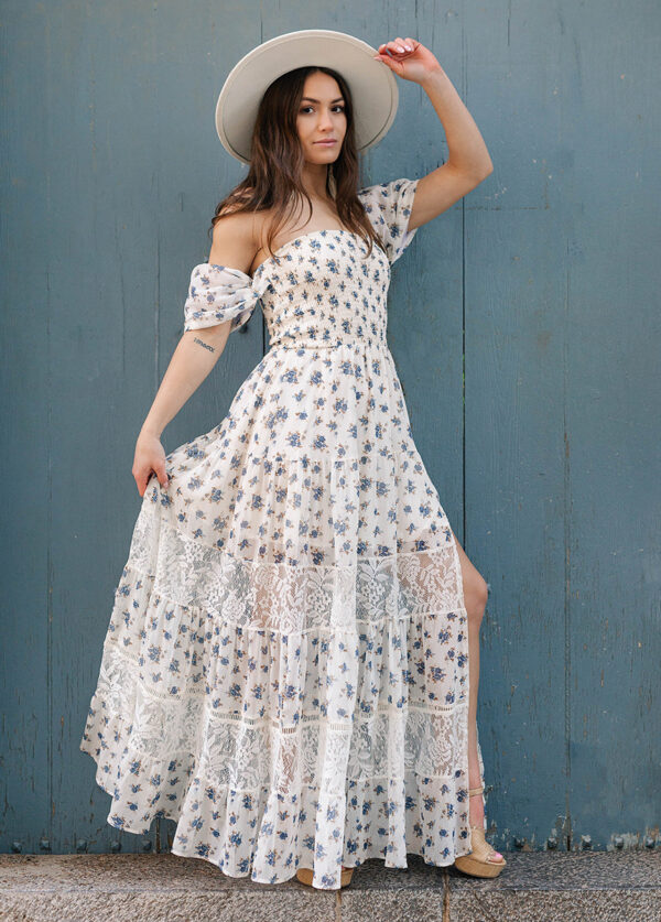 Sirena Dress in Cream Ditsy Floral - Image 7